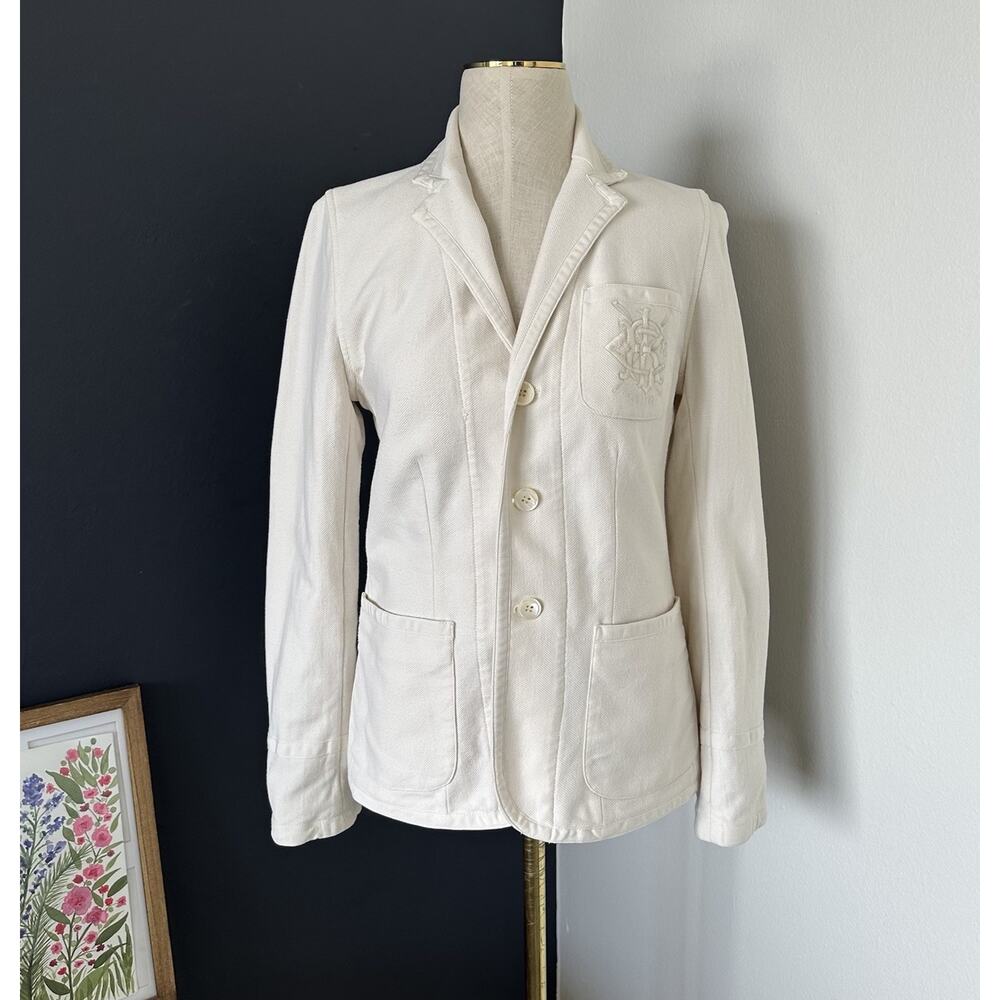 Lauren Ralph Lauren Crest Embroidered Logo Blazer Preppy